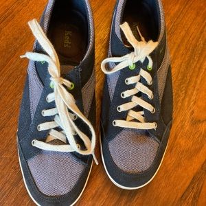 KEDS, women’s size 8.5, navy suede and herringbone canvas